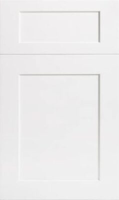 Shaker cabinet door sample in a white finish