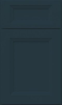 Transitional cabinet door in dark green