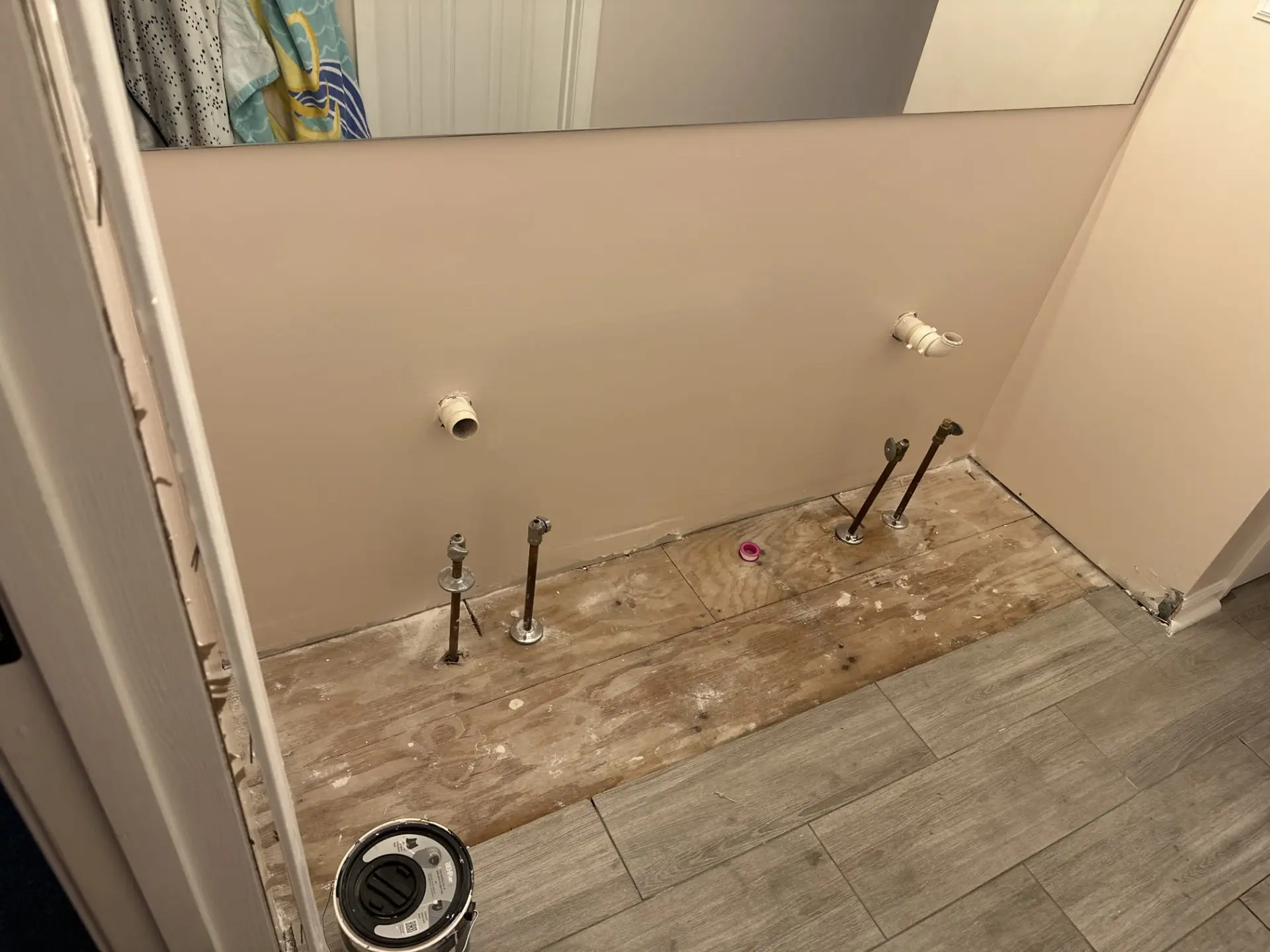 Before: vanity plumbing rough-in in Sandy Springs, GA